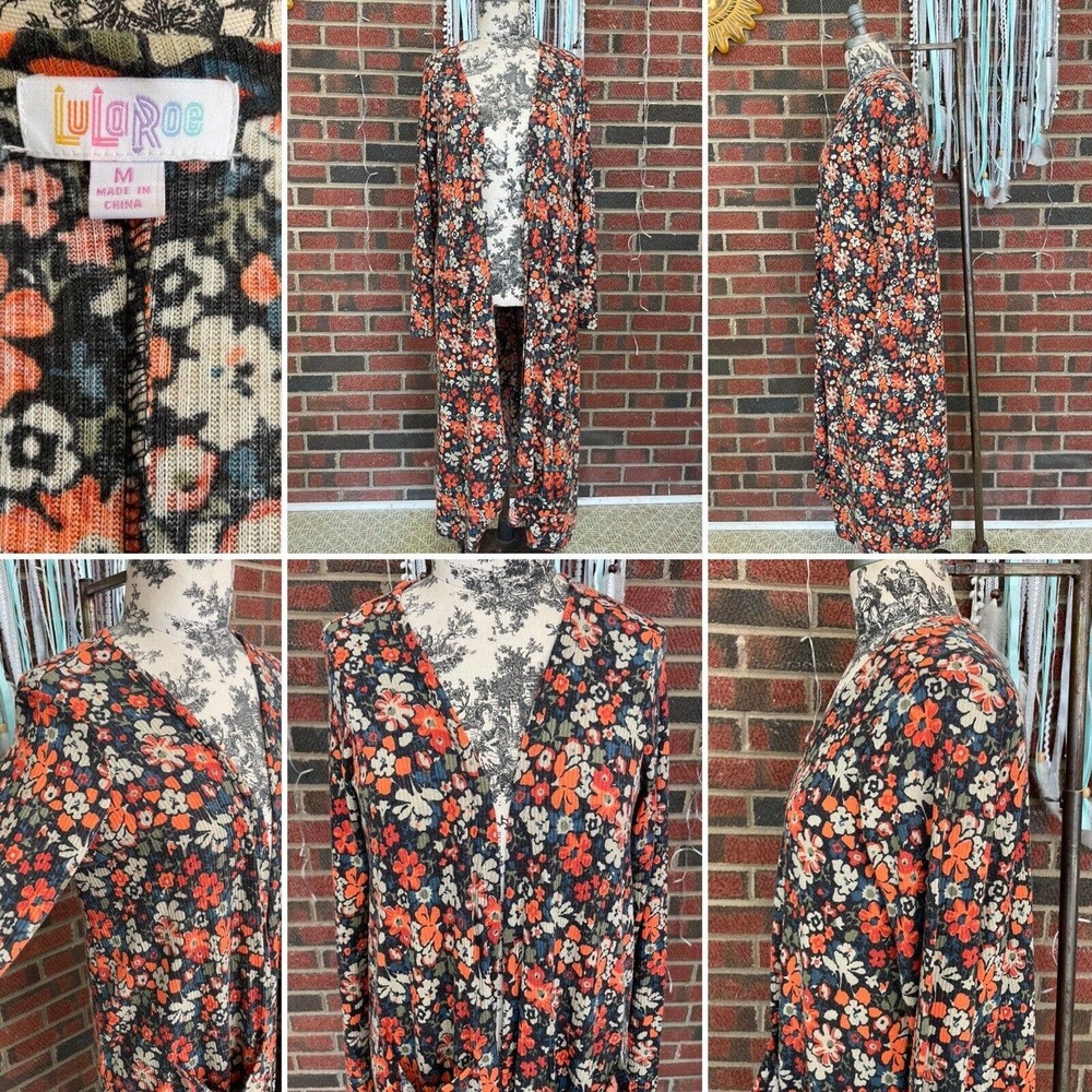 EUC Women's Lularoe Sarah Duster Cardigan Floral Print Size Medium